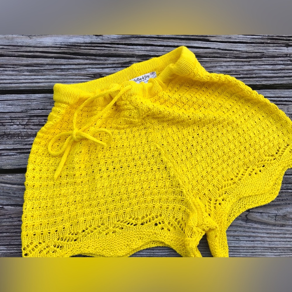 Ladies L JOLIE & JOY Yellow Crochet Pull On Shorts Scallop Ruffle Hem Shorts - Picture 3 of 8